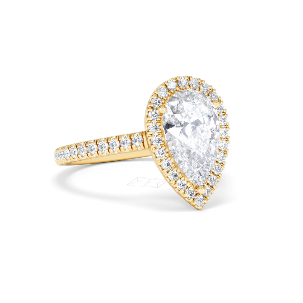 Diana Lab Diamond Pear Halo Engagement Ring in 18K Gold 2.60ct F/VS1