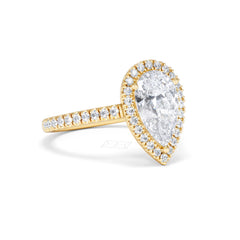 Diana Lab Diamond Pear Halo Engagement Ring in 18K Gold 2.60ct F/VS1