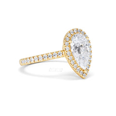 Diana Lab Diamond Pear Halo Engagement Ring in 18K Gold 2.60ct F/VS1