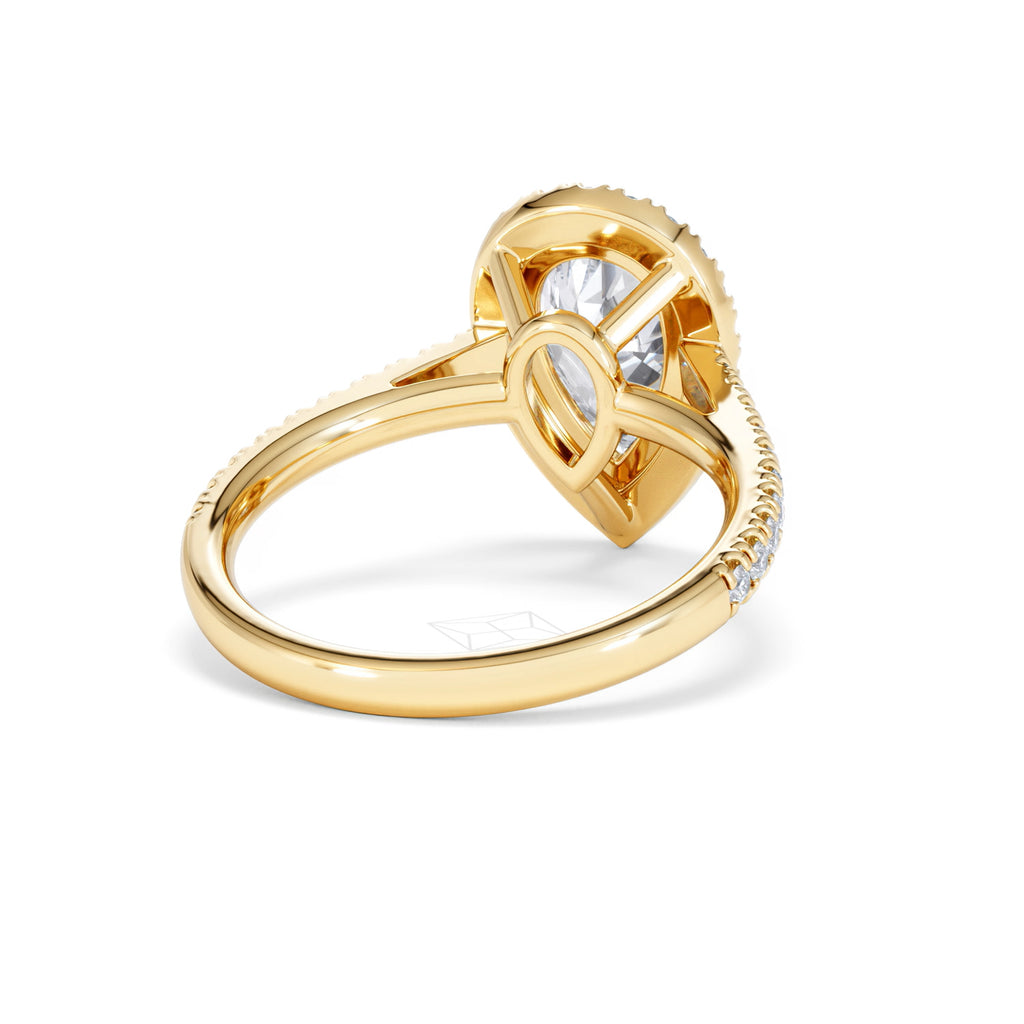 Diana Lab Diamond Pear Halo Engagement Ring in 18K Gold 2.60ct F/VS1