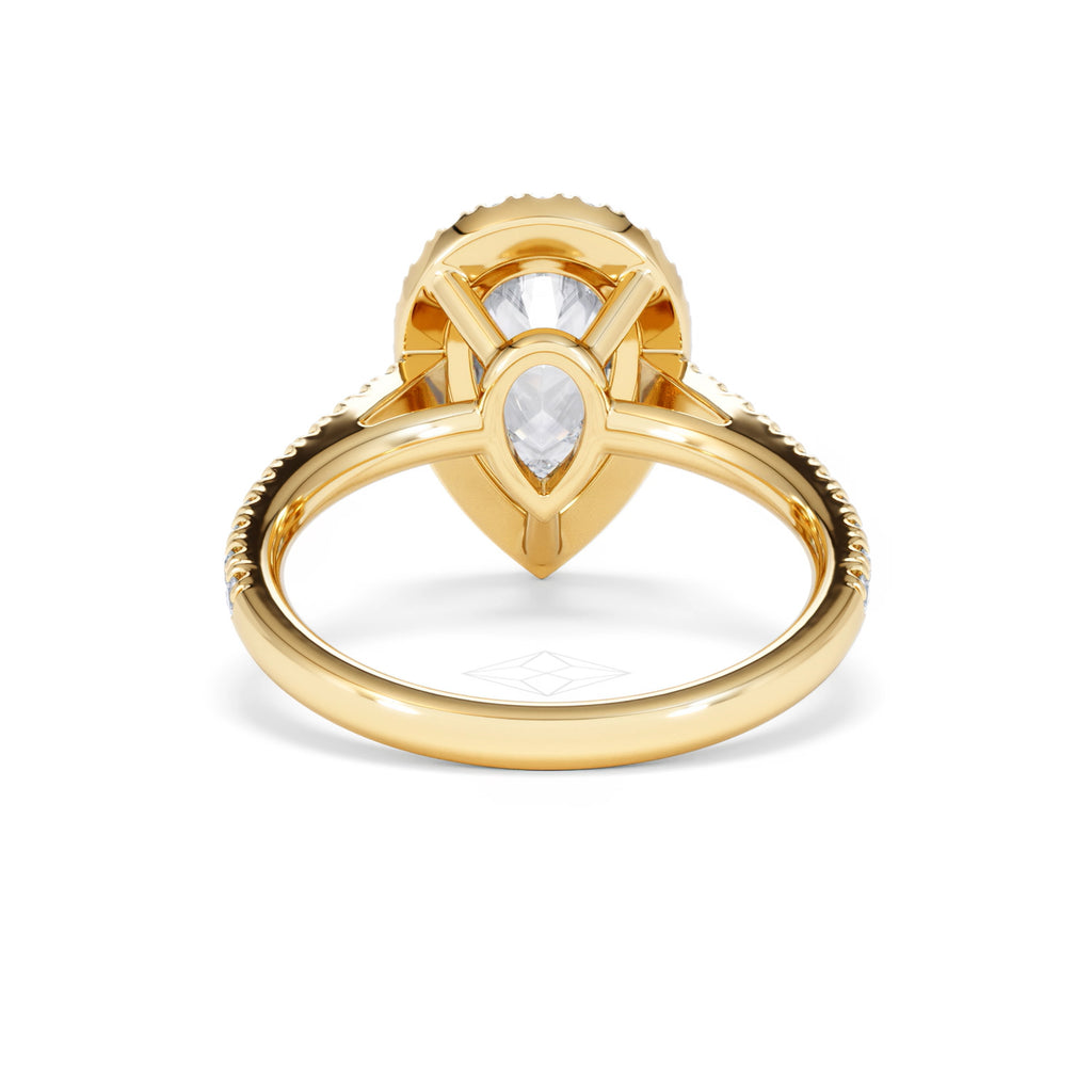 Diana Lab Diamond Pear Halo Engagement Ring in 18K Gold 2.60ct F/VS1