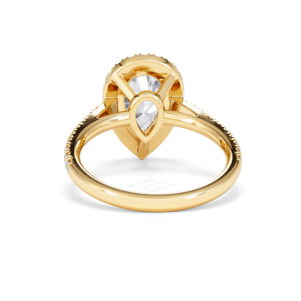 Diana Lab Diamond Pear Halo Engagement Ring in 18K Gold 2.60ct F/VS1