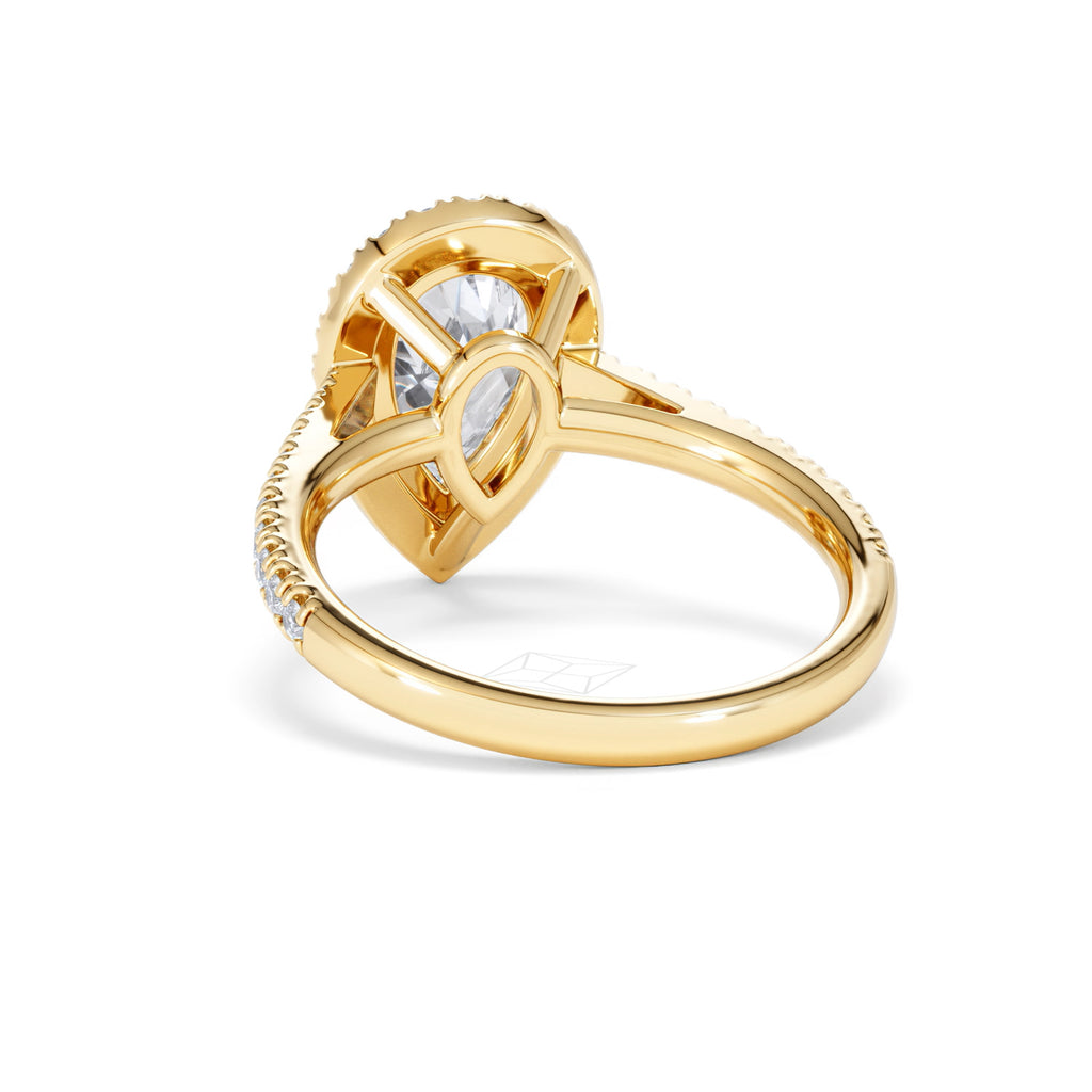 Diana Lab Diamond Pear Halo Engagement Ring in 18K Gold 2.60ct F/VS1