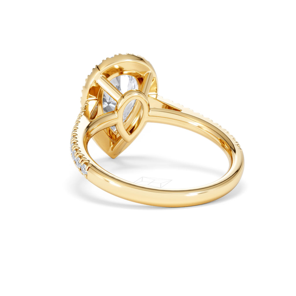 Diana Lab Diamond Pear Halo Engagement Ring in 18K Gold 2.60ct F/VS1