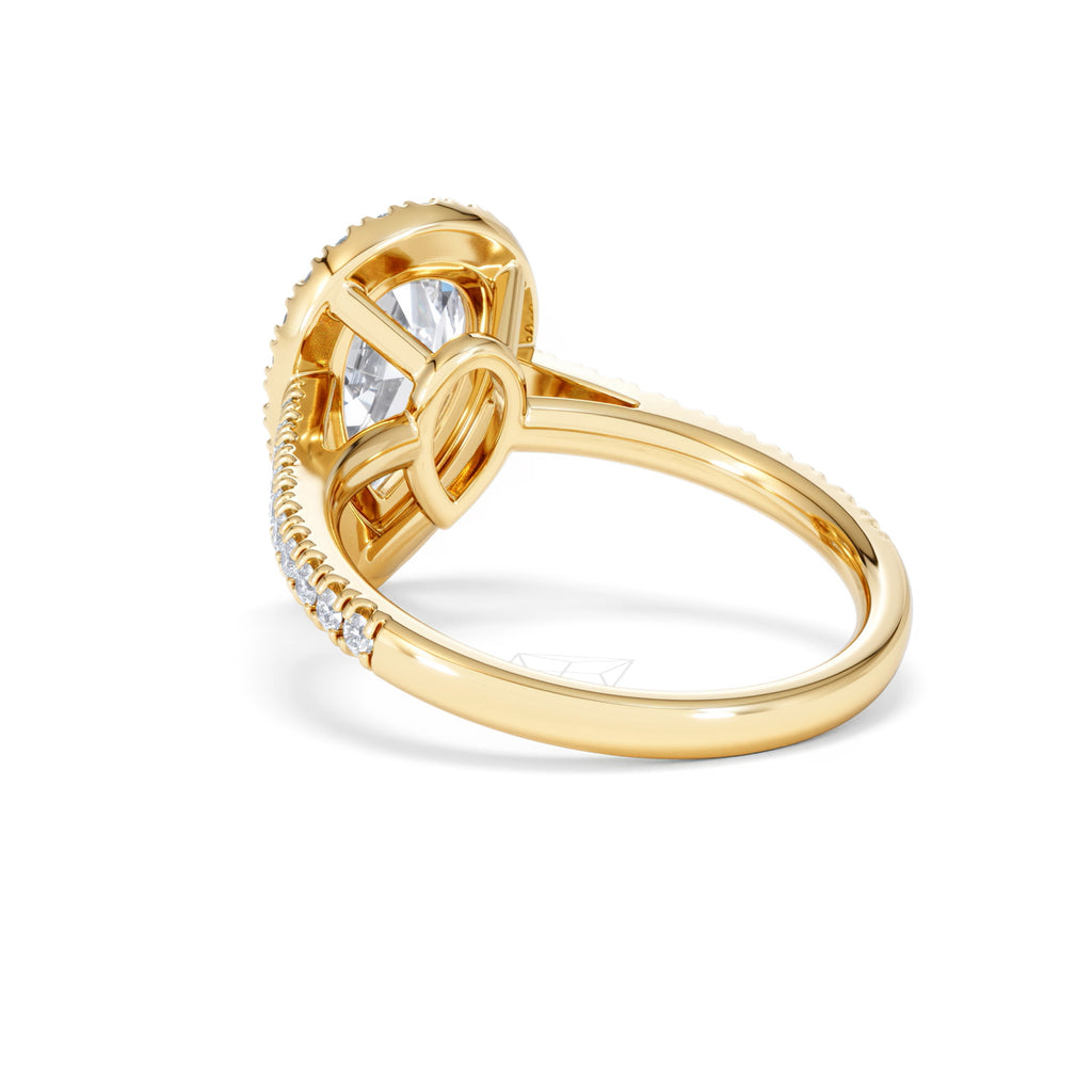 Diana Lab Diamond Pear Halo Engagement Ring in 18K Gold 2.60ct F/VS1