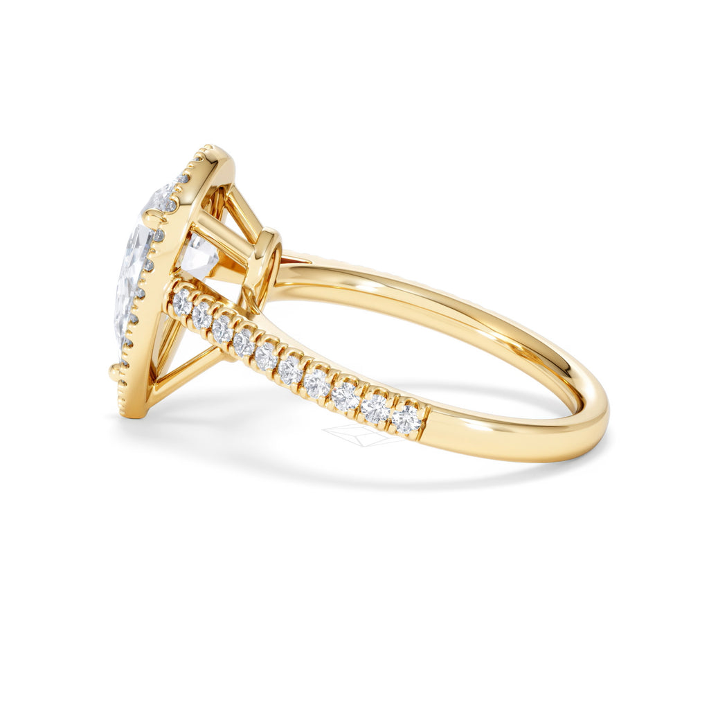 Diana Lab Diamond Pear Halo Engagement Ring in 18K Gold 2.60ct F/VS1