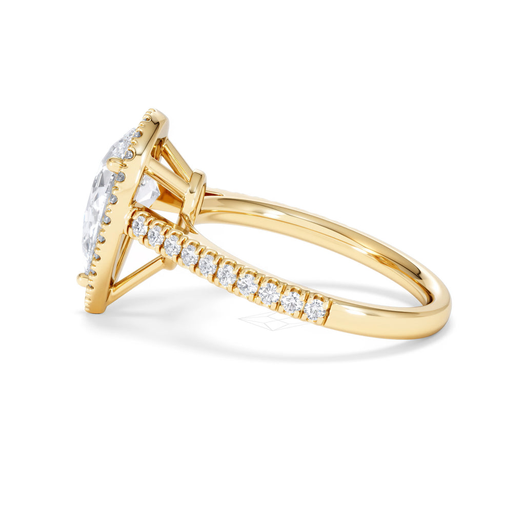Diana Lab Diamond Pear Halo Engagement Ring in 18K Gold 2.60ct F/VS1