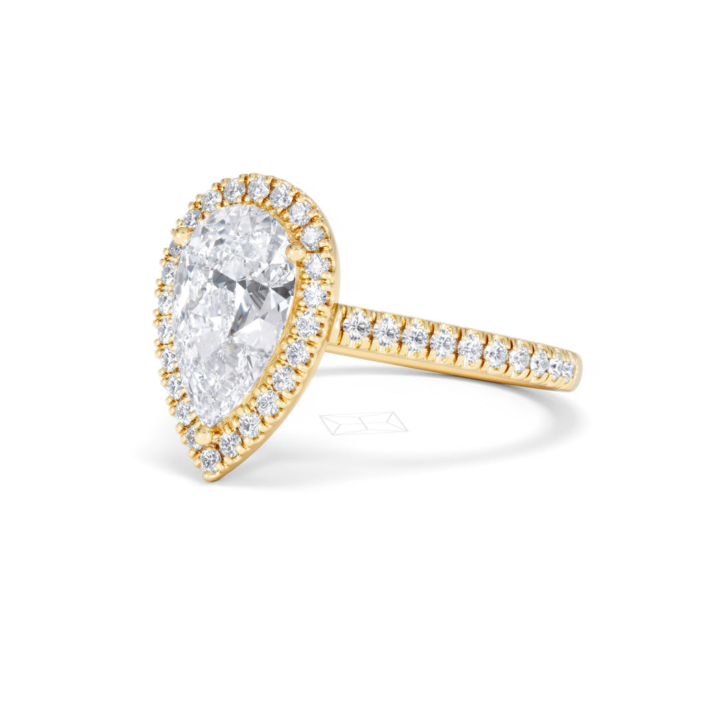 Diana Lab Diamond Pear Halo Engagement Ring in 18K Gold 2.60ct F/VS1