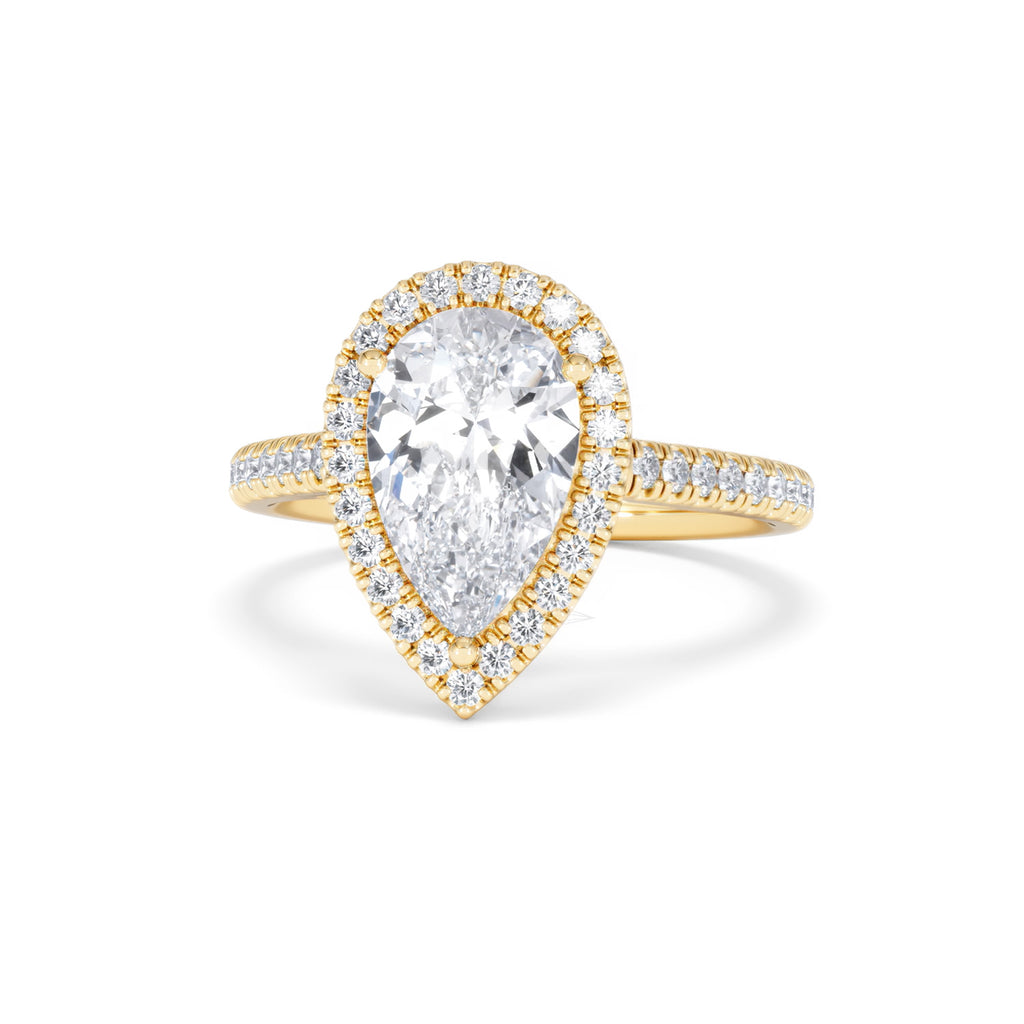 Diana Lab Diamond Pear Halo Engagement Ring in 18K Gold 2.60ct F/VS1