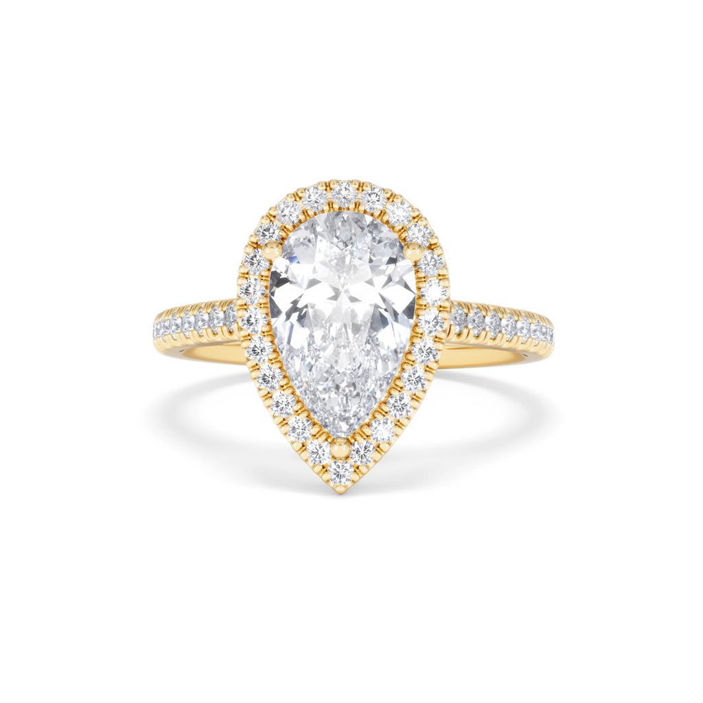 Diana Lab Diamond Pear Halo Engagement Ring in 18K Gold 2.60ct F/VS1