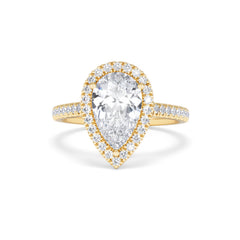 Diana Lab Diamond Pear Halo Engagement Ring in 18K Gold 2.60ct F/VS1