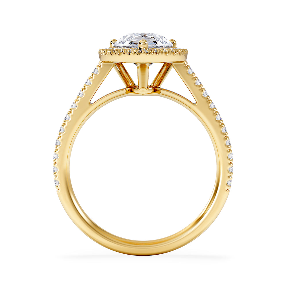 Diana Lab Diamond Pear Halo Engagement Ring in 18K Gold 2.60ct F/VS1