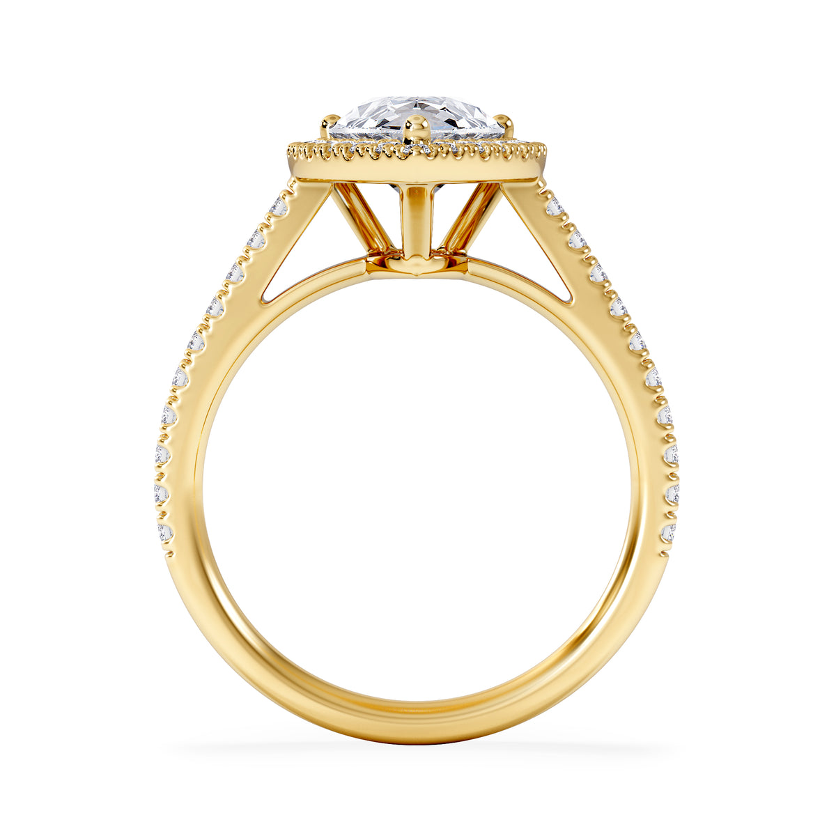 Diana Lab Diamond Pear Halo Engagement Ring in 18K Gold 2.60ct F/VS1