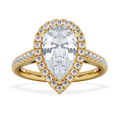 Diana Lab Diamond Pear Halo Engagement Ring in 18K Gold 2.60ct F/VS1