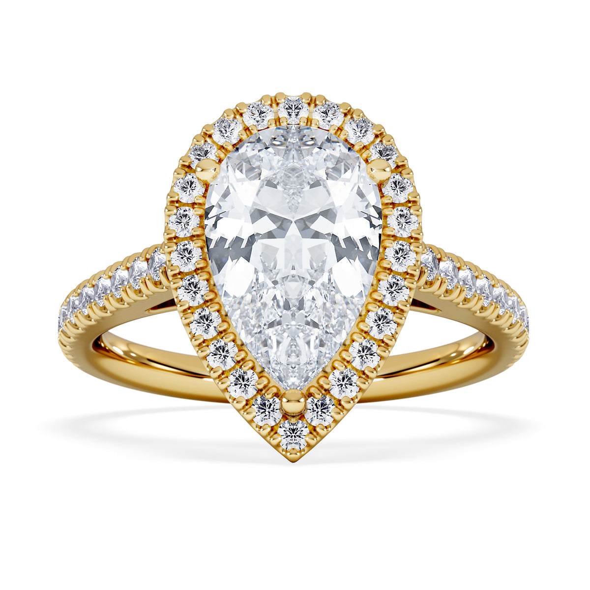 Diana Lab Diamond Pear Halo Engagement Ring in 18K Gold 2.60ct F/VS1