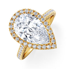 Diana 3.60ct Lab Diamond Pear Cut Engagement Ring in 18K Yellow Gold G/VS1