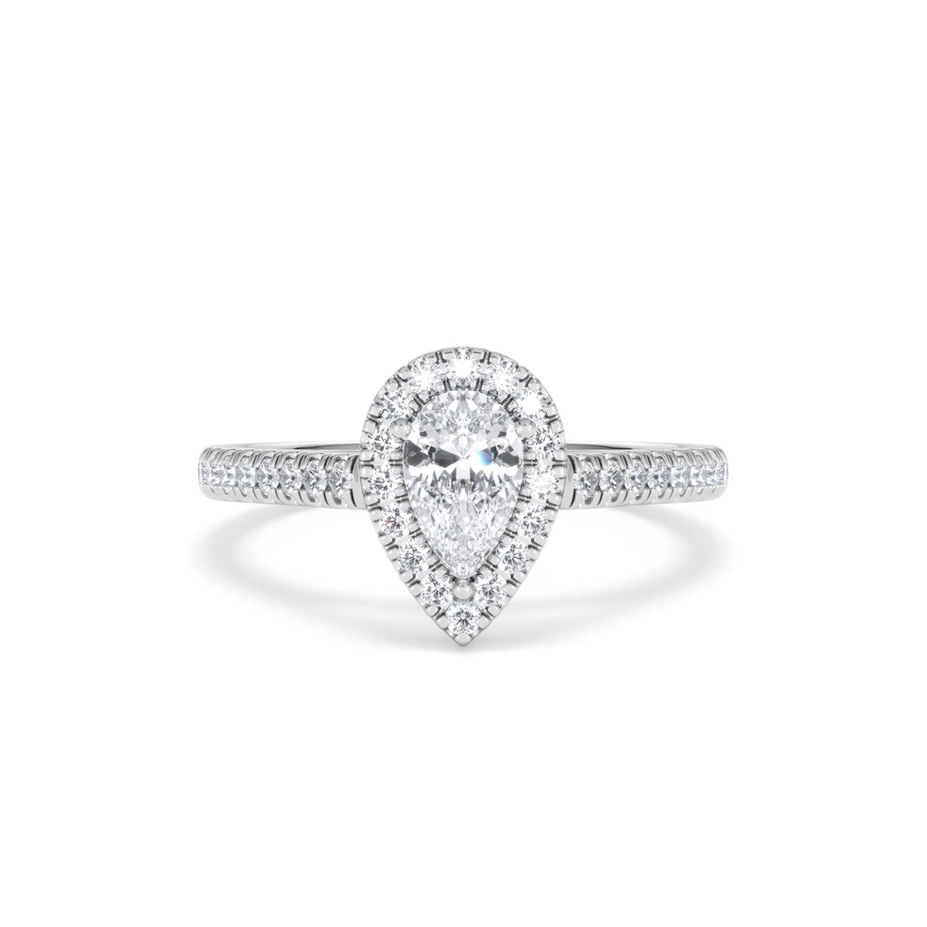 Diana Diamond Pear Halo Engagement Ring Platinum 1ct G/VS