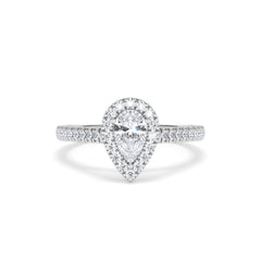 Diana Diamond Pear Halo Engagement Ring Platinum 1ct G/VS