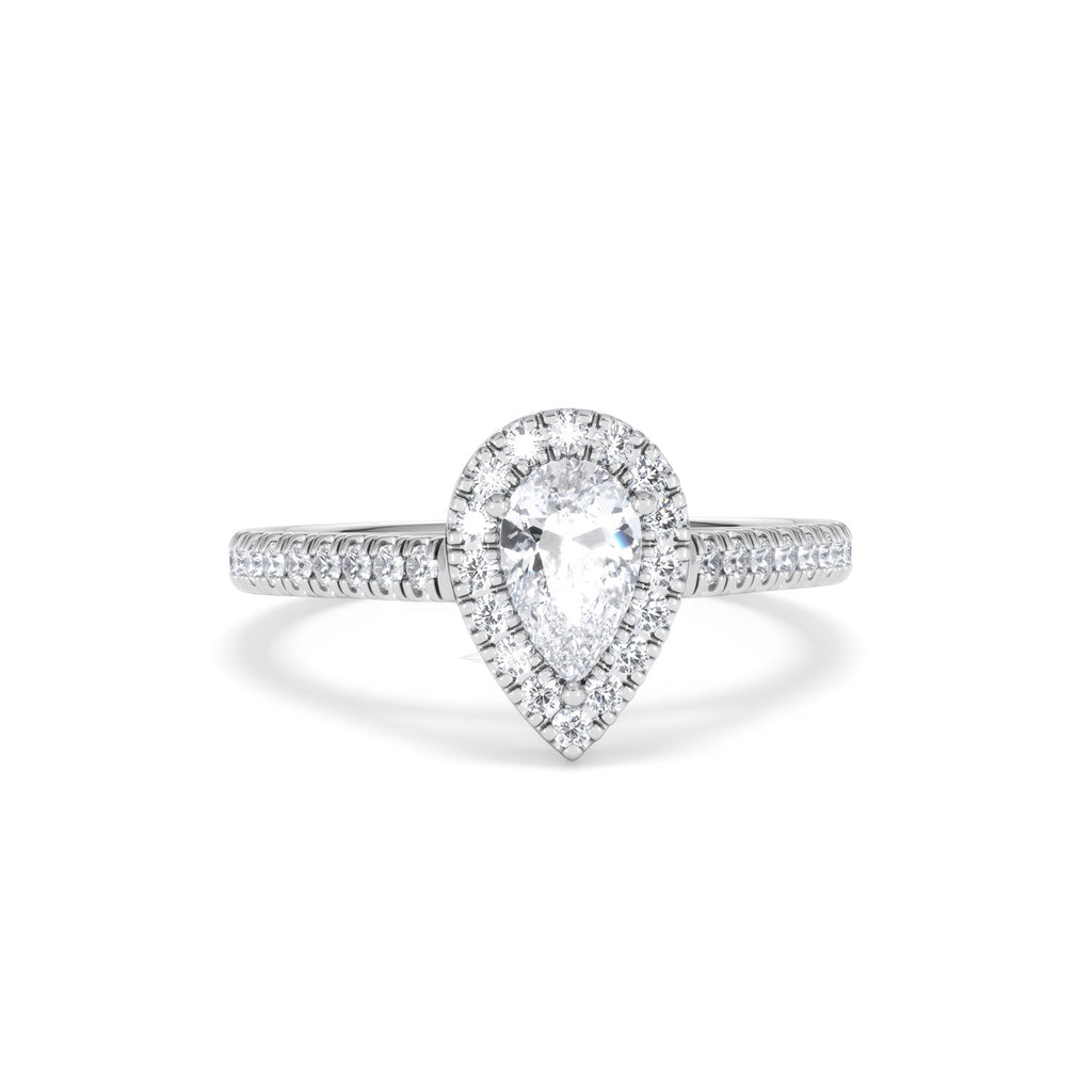 Diana Diamond Pear Halo Engagement Ring Platinum 1ct G/VS