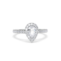 Diana Diamond Pear Halo Engagement Ring Platinum 1ct G/VS