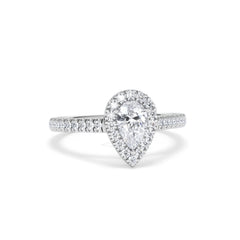 Diana Diamond Pear Halo Engagement Ring Platinum 1ct G/VS