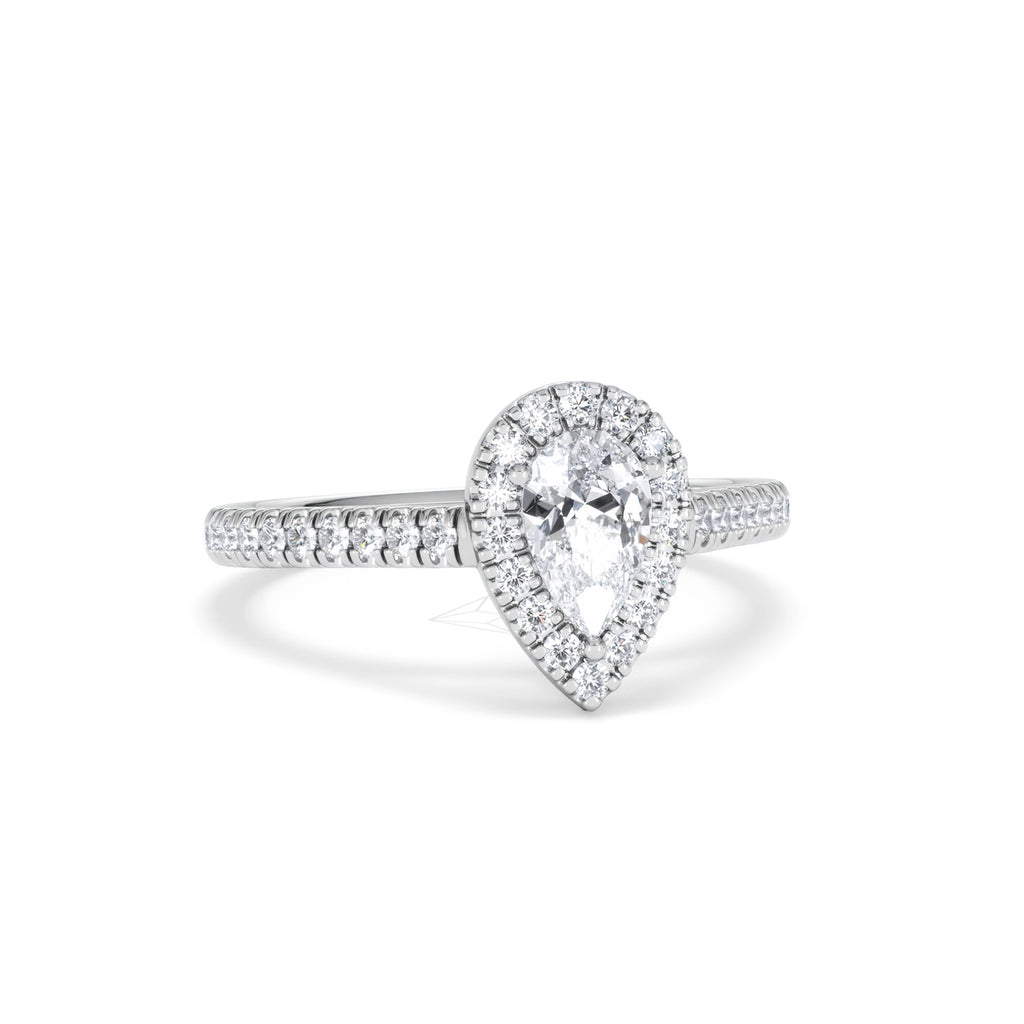 Diana Diamond Pear Halo Engagement Ring Platinum 1ct G/VS