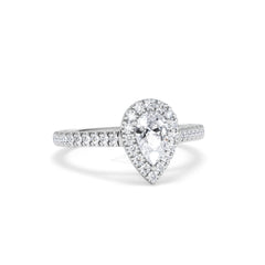 Diana Diamond Pear Halo Engagement Ring Platinum 1ct G/VS