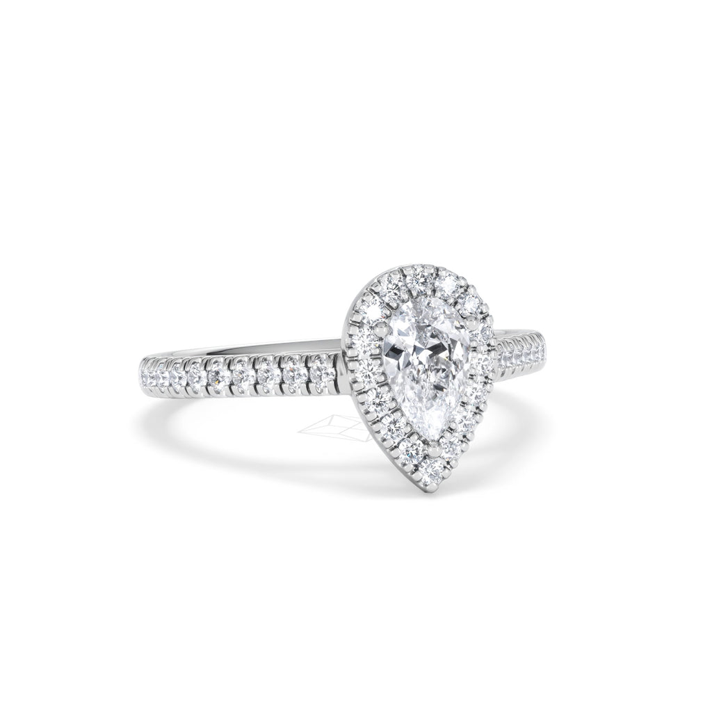 Diana Diamond Pear Halo Engagement Ring Platinum 1ct G/VS