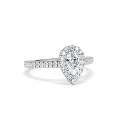 Diana Diamond Pear Halo Engagement Ring Platinum 1ct G/VS
