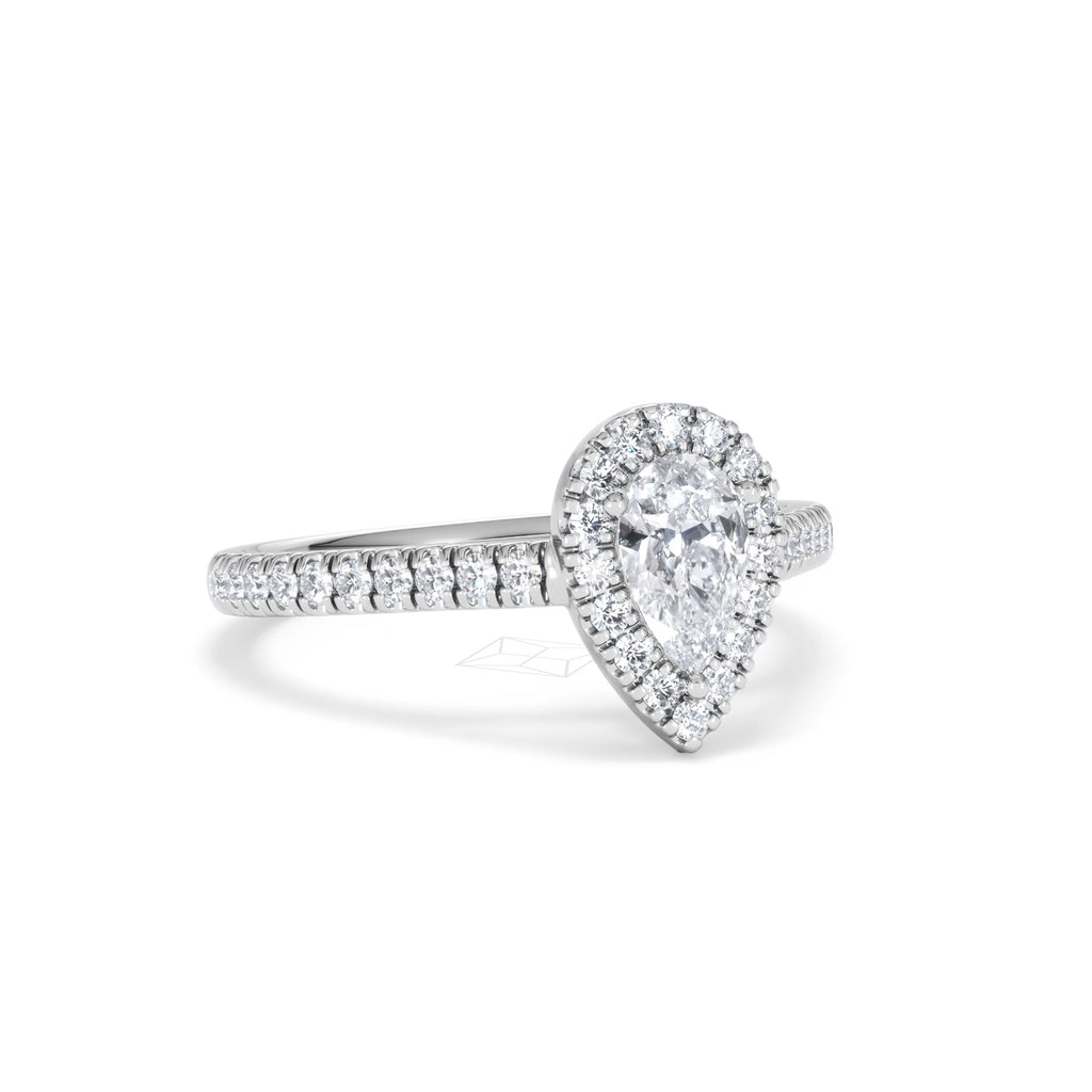 Diana Diamond Pear Halo Engagement Ring Platinum 1ct G/VS
