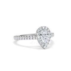 Diana Diamond Pear Halo Engagement Ring Platinum 1ct G/VS
