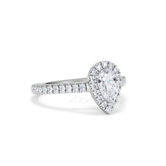 Diana Diamond Pear Halo Engagement Ring Platinum 1ct G/VS