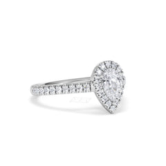 Diana Diamond Pear Halo Engagement Ring Platinum 1ct G/VS