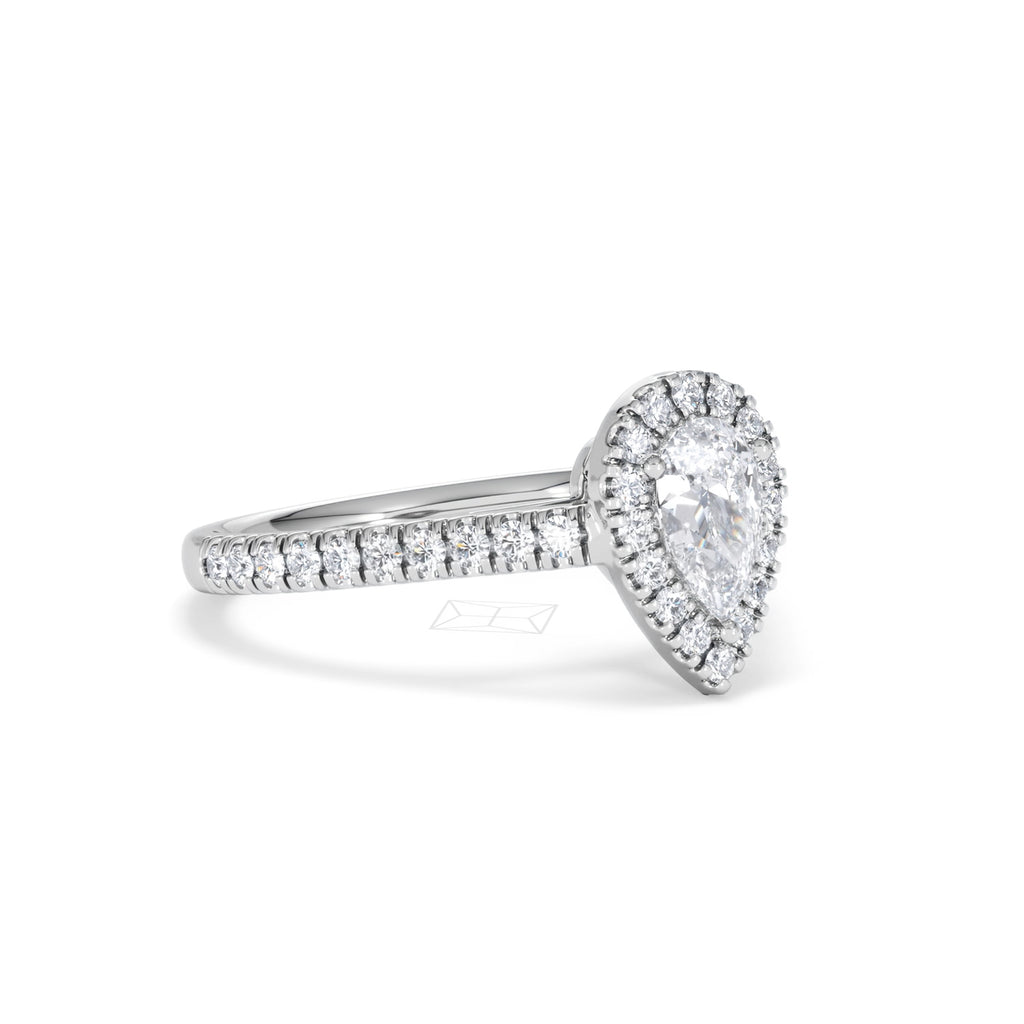 Diana Diamond Pear Halo Engagement Ring Platinum 1ct G/VS