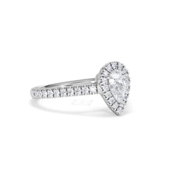 Diana Diamond Pear Halo Engagement Ring Platinum 1ct G/VS