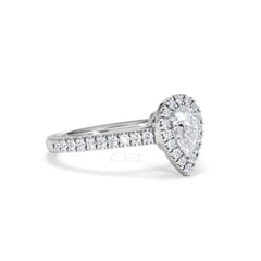 Diana Diamond Pear Halo Engagement Ring Platinum 1ct G/VS