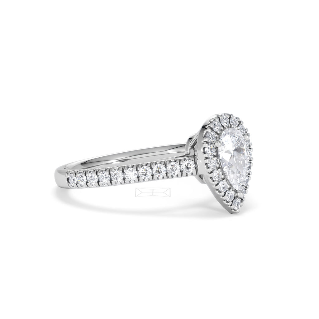 Diana Diamond Pear Halo Engagement Ring Platinum 1ct G/VS