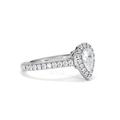 Diana Diamond Pear Halo Engagement Ring Platinum 1ct G/VS