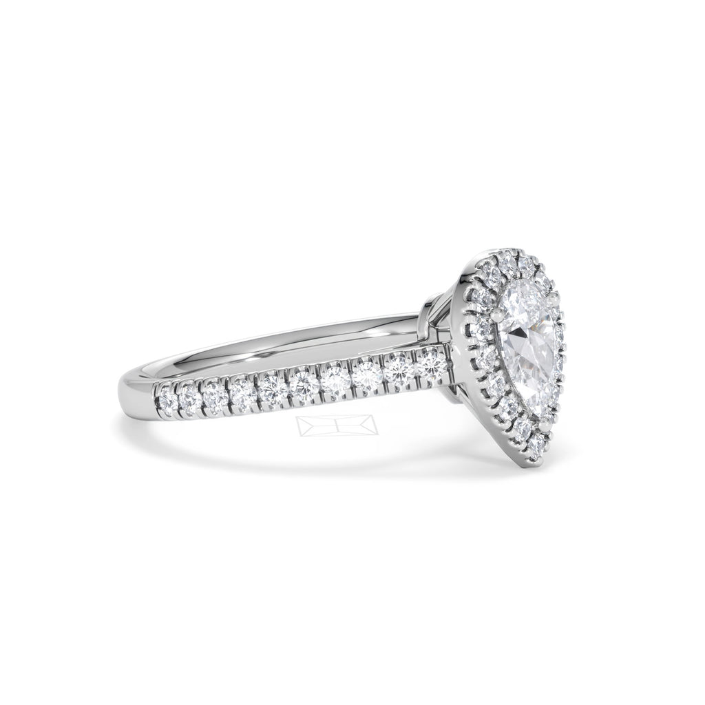 Diana Diamond Pear Halo Engagement Ring Platinum 1ct G/VS