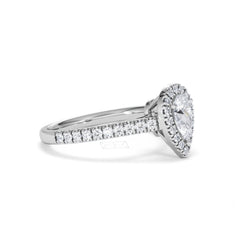 Diana Diamond Pear Halo Engagement Ring Platinum 1ct G/VS