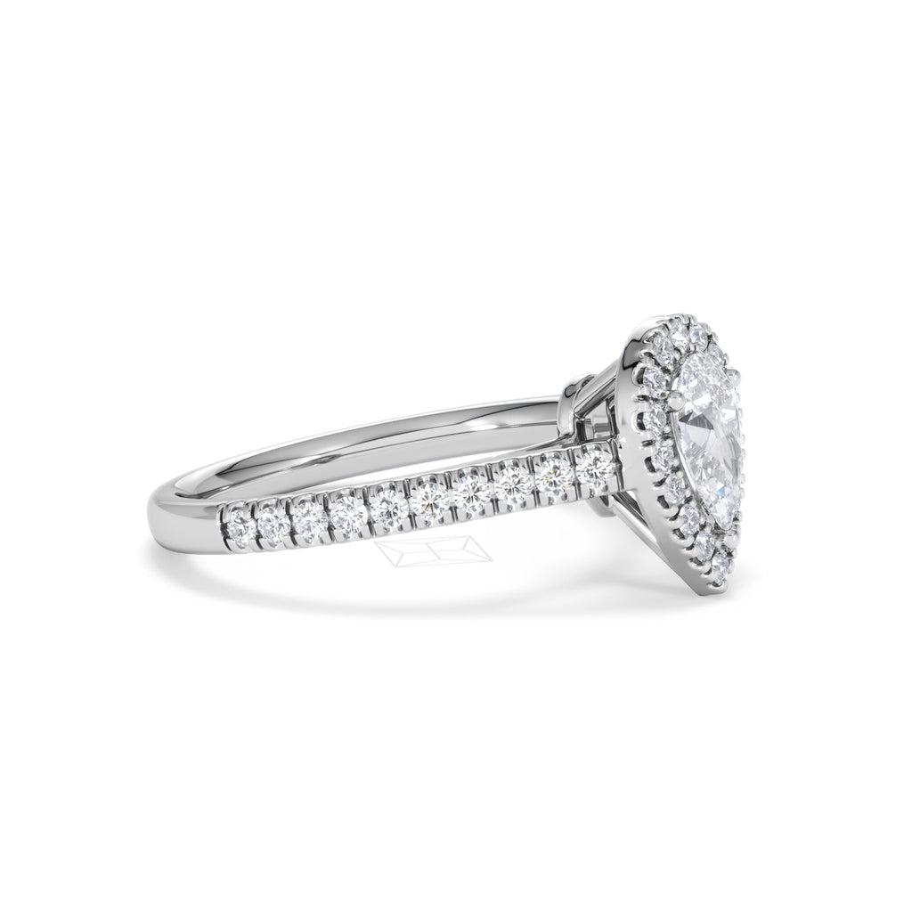 Diana Diamond Pear Halo Engagement Ring Platinum 1ct G/VS