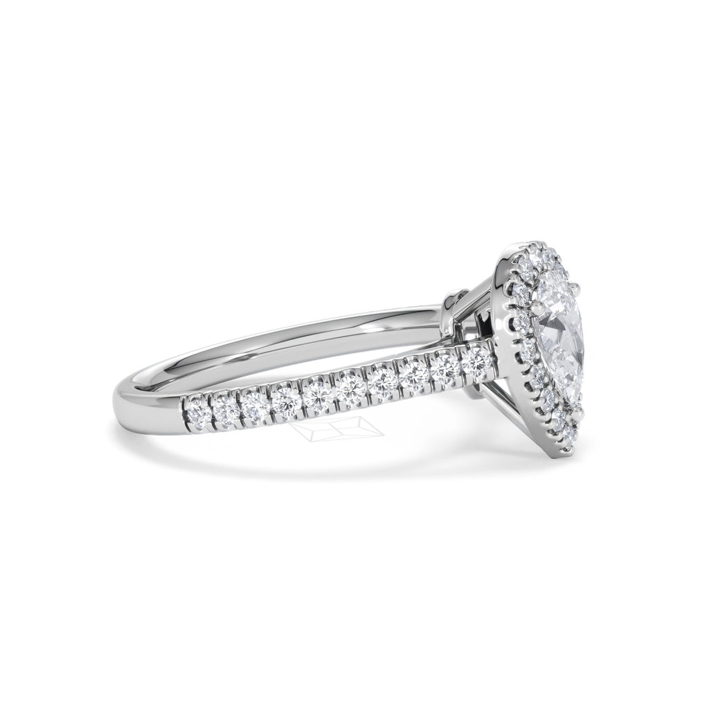 Diana Diamond Pear Halo Engagement Ring Platinum 1ct G/VS