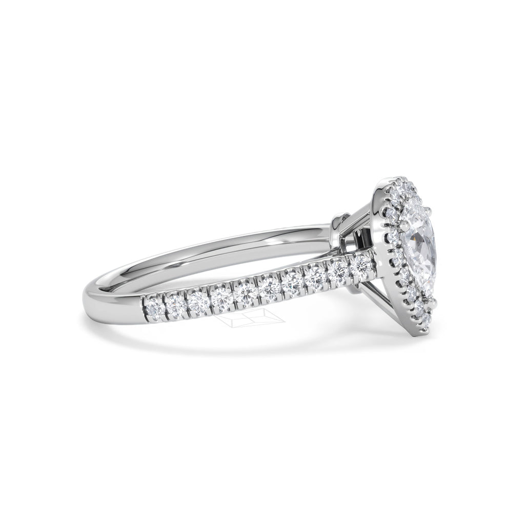 Diana Diamond Pear Halo Engagement Ring Platinum 1ct G/VS