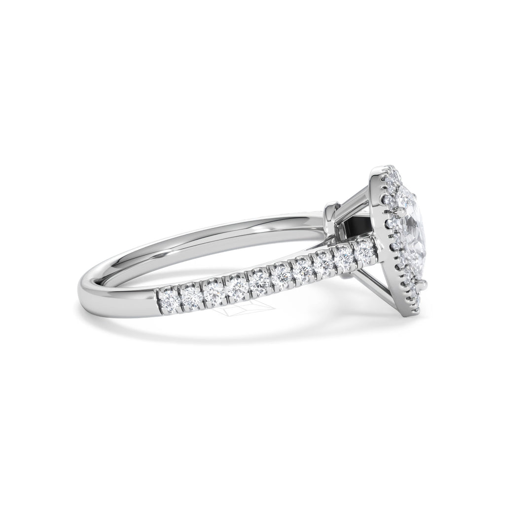 Diana Diamond Pear Halo Engagement Ring Platinum 1ct G/VS
