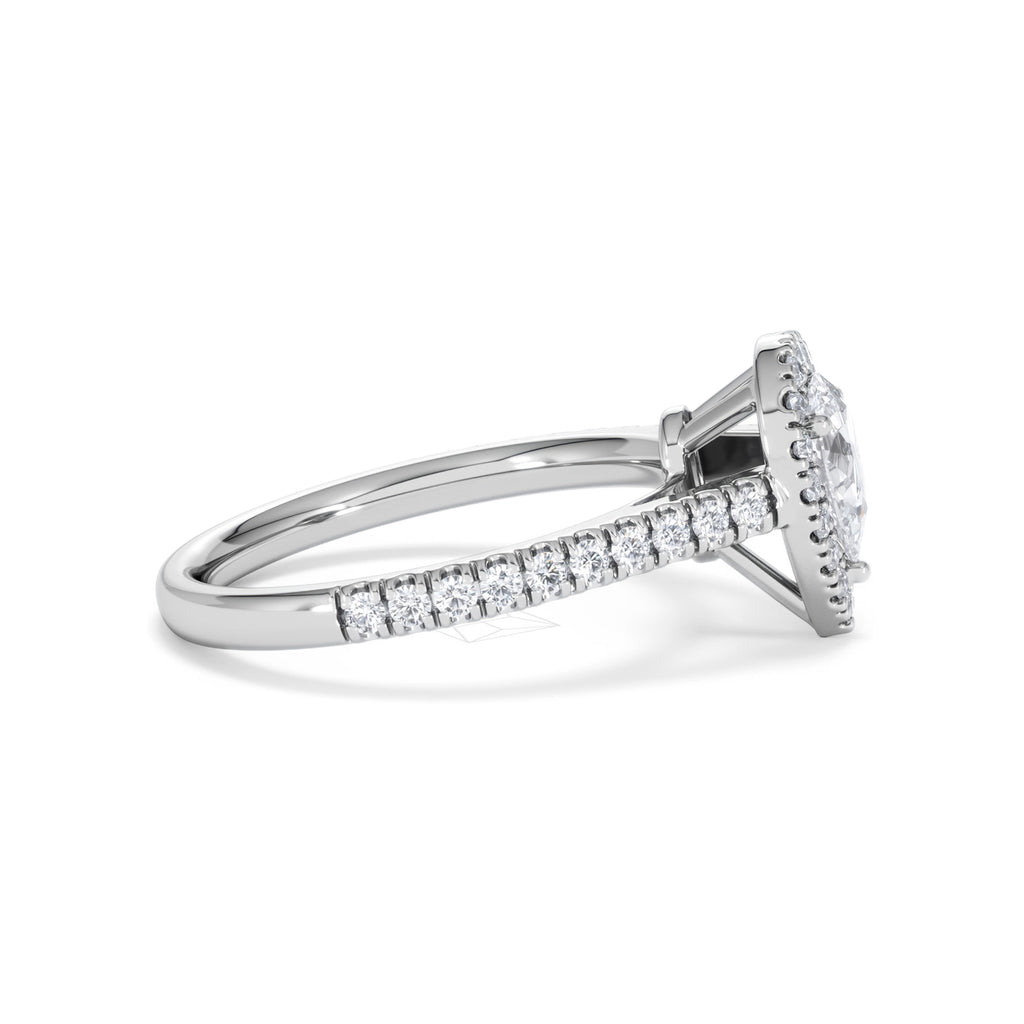 Diana Diamond Pear Halo Engagement Ring Platinum 1ct G/VS