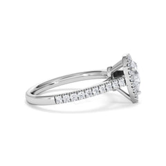 Diana Diamond Pear Halo Engagement Ring Platinum 1ct G/VS