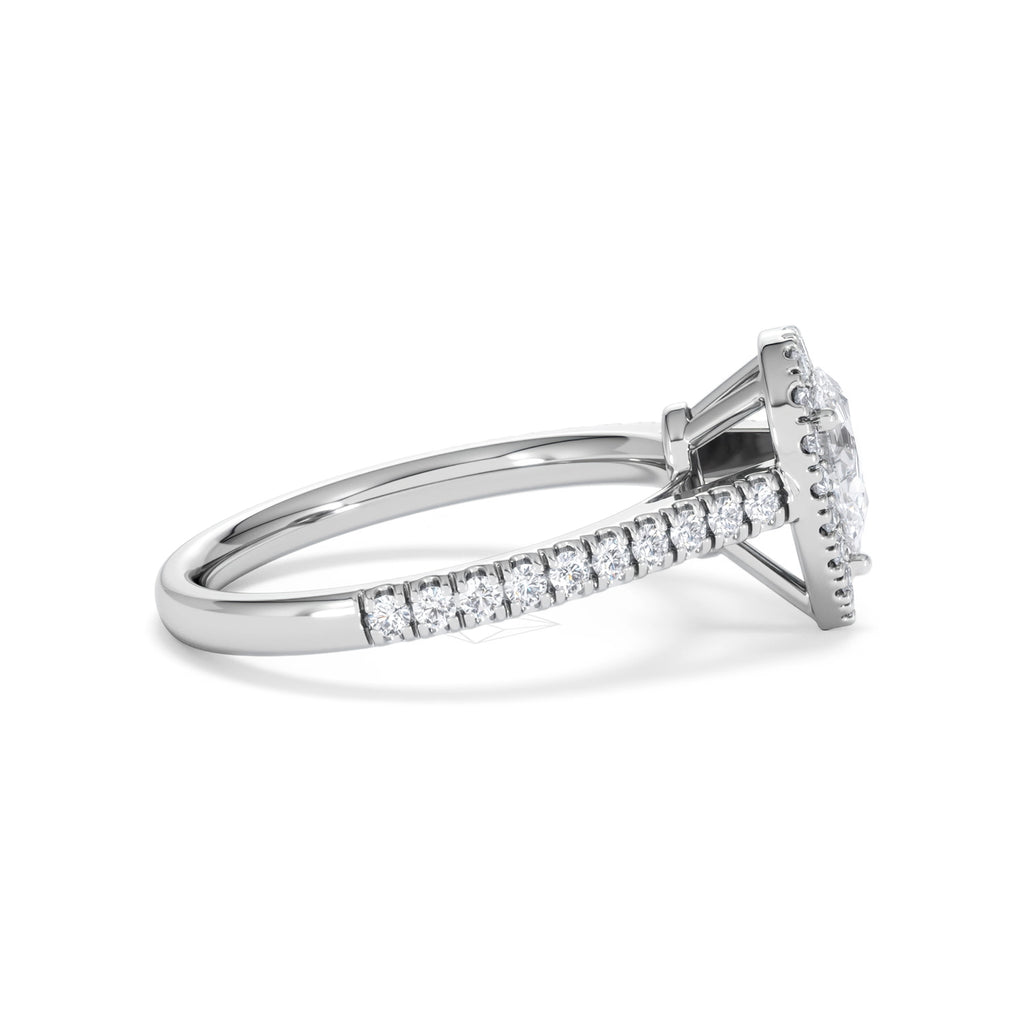 Diana Diamond Pear Halo Engagement Ring Platinum 1ct G/VS