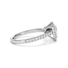 Diana Diamond Pear Halo Engagement Ring Platinum 1ct G/VS