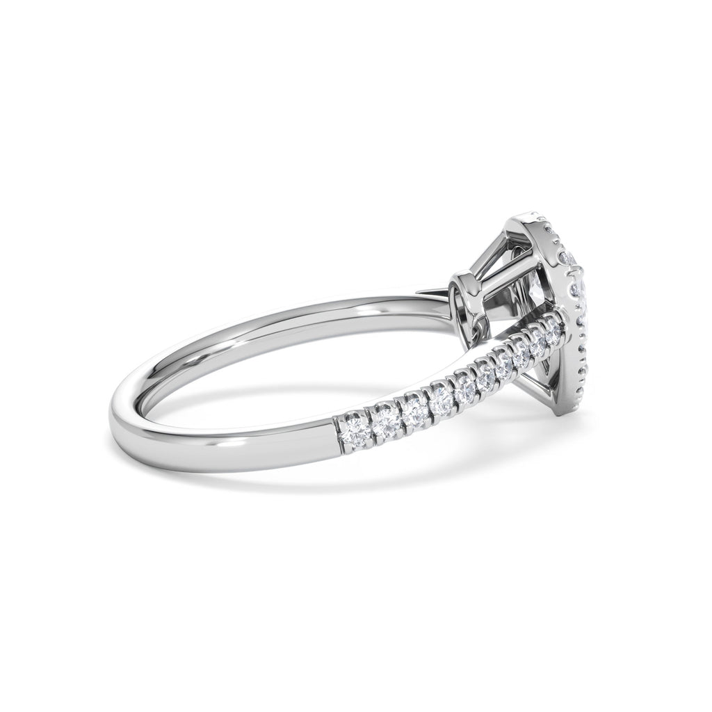 Diana Diamond Pear Halo Engagement Ring Platinum 1ct G/VS