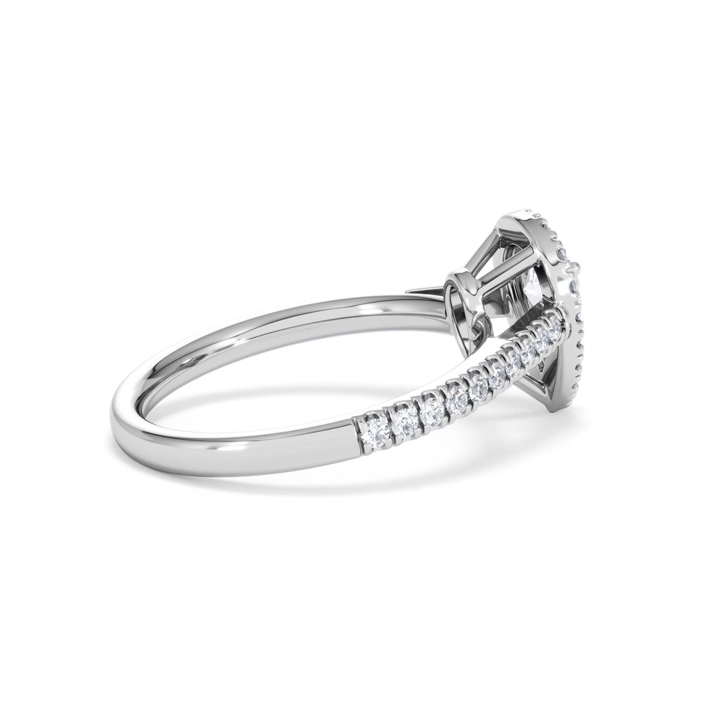 Diana Diamond Pear Halo Engagement Ring Platinum 1ct G/VS